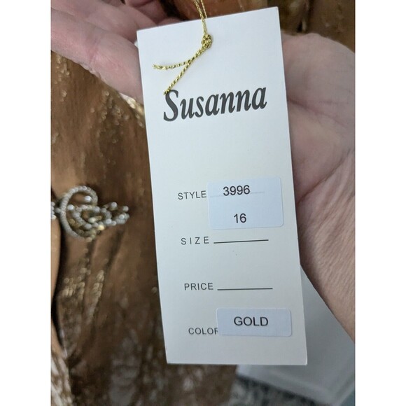 Susanna Women's sz 16 Elegant Duster Jacket Gold Swarovski Crystal Clasp New Tag - Picture 10 of 16
